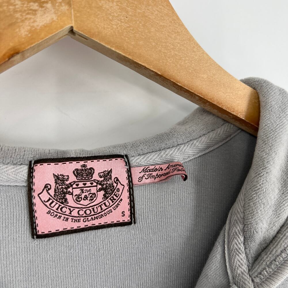 Y2k Juicy Couture Velour Zip-Up Hoodie with Crest Graphic Gray Size Small - Picture 4 of 6